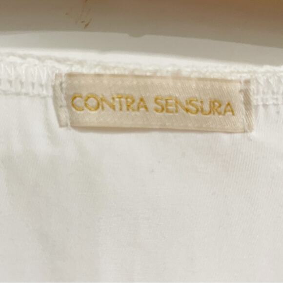 Contra Sensura Medium White Peasant Blouse Brazil Button Front Puff Sleeves - Picture 4 of 9
